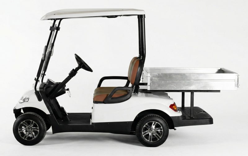 EPIC 2+Short Cargo Non-Lifted Electric Golf Cart with Lithium Battery 105Ah  & Standard Tires  | Utility LSEV (White) - Image 3